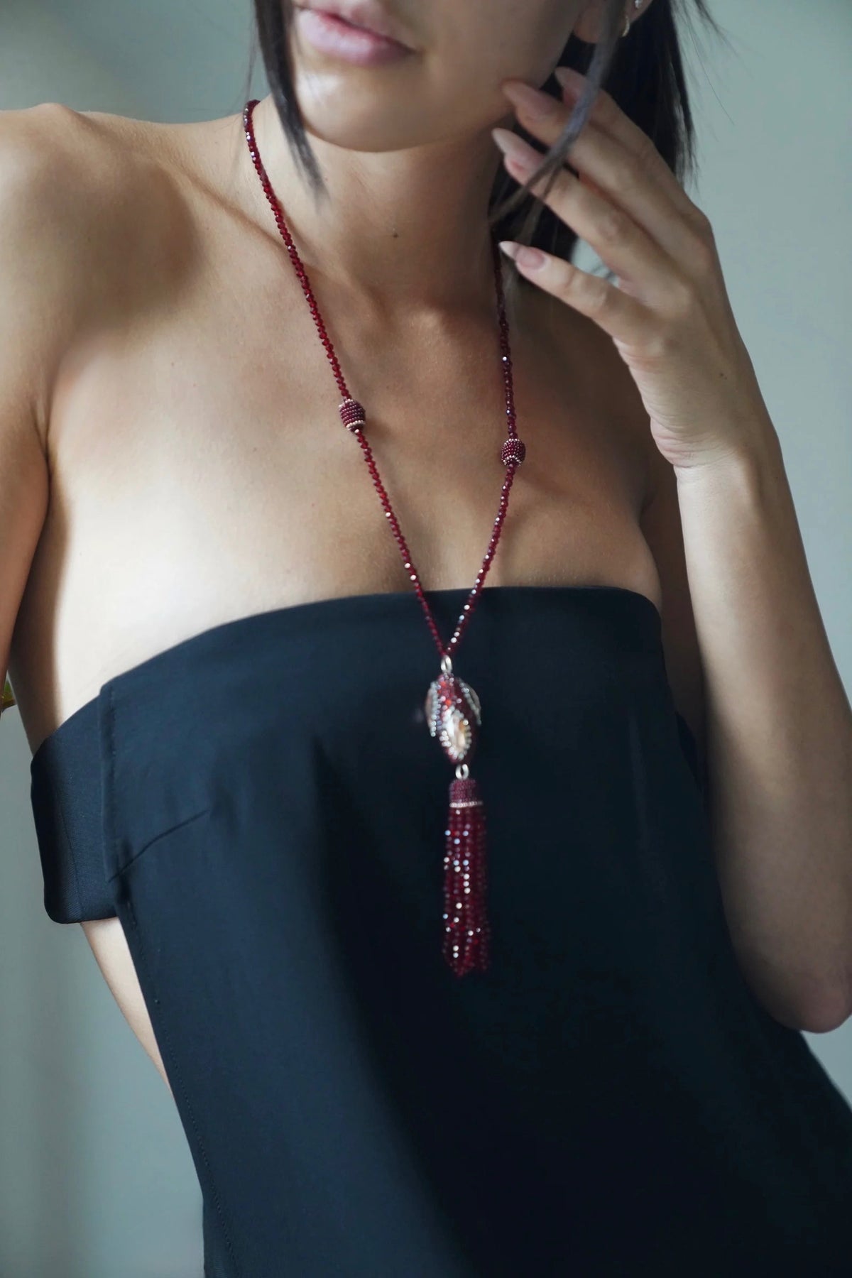 The Lila Pendant in Ruby